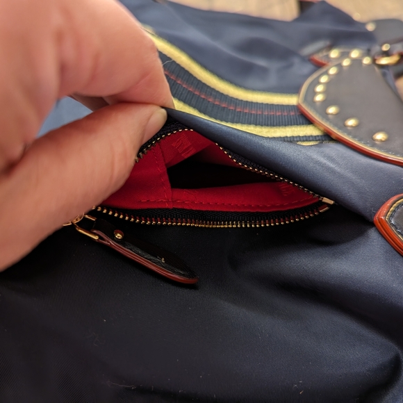 Navy, gold and red nylon MZ Wallace Sloane satchel like new condition - Picture 3 of 8